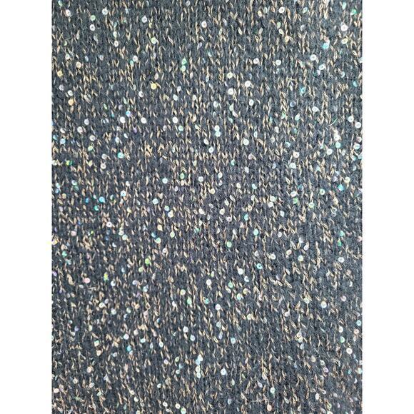 Kenar Black Gold Sequin Knit Cowl Collar Sleeveless Pullover Glam Sweater - Picture 5 of 12